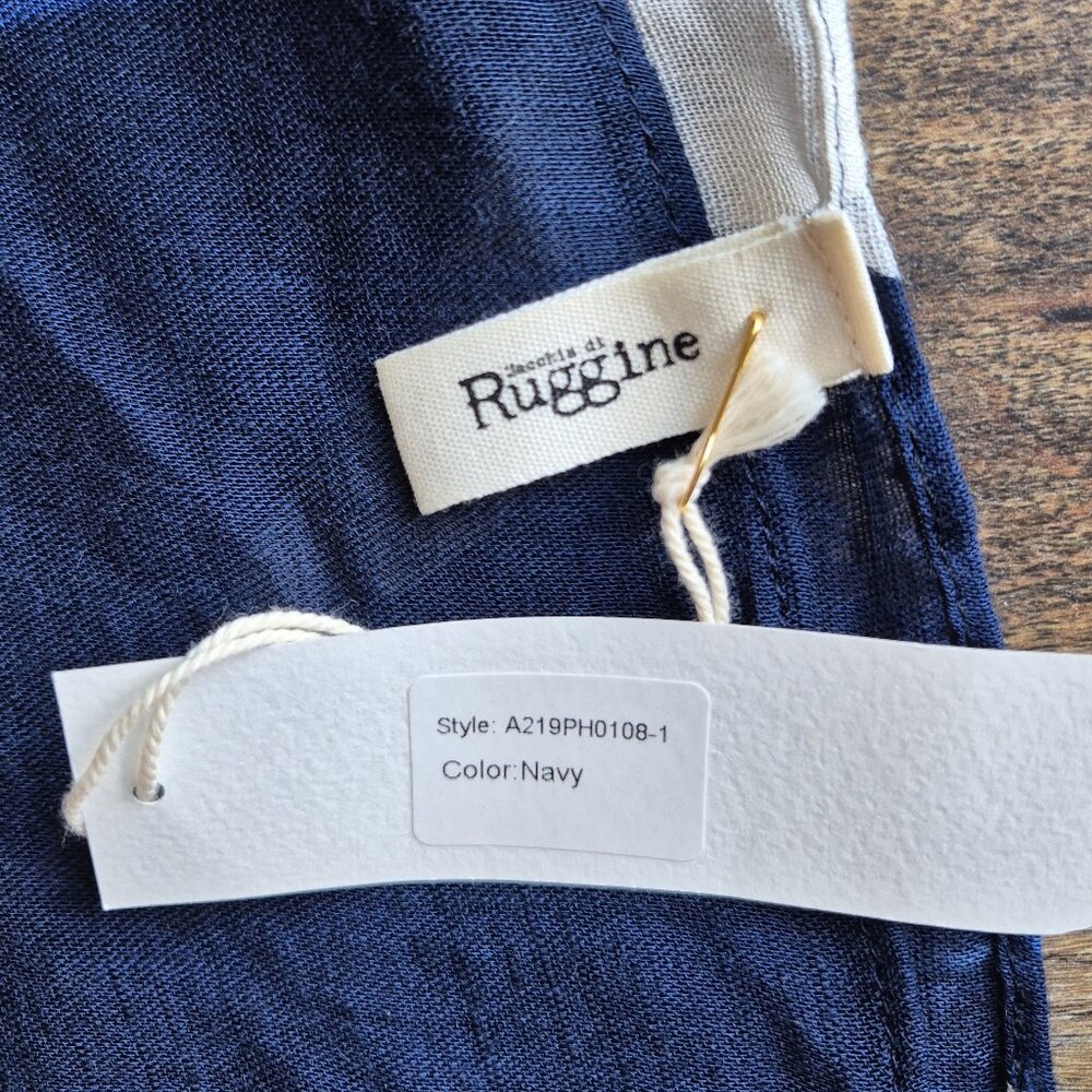 NWT Macchia Di Ruggine Kimono Cover Up Wrap Shawl Viscose Navy White One Size - Picture 7 of 9